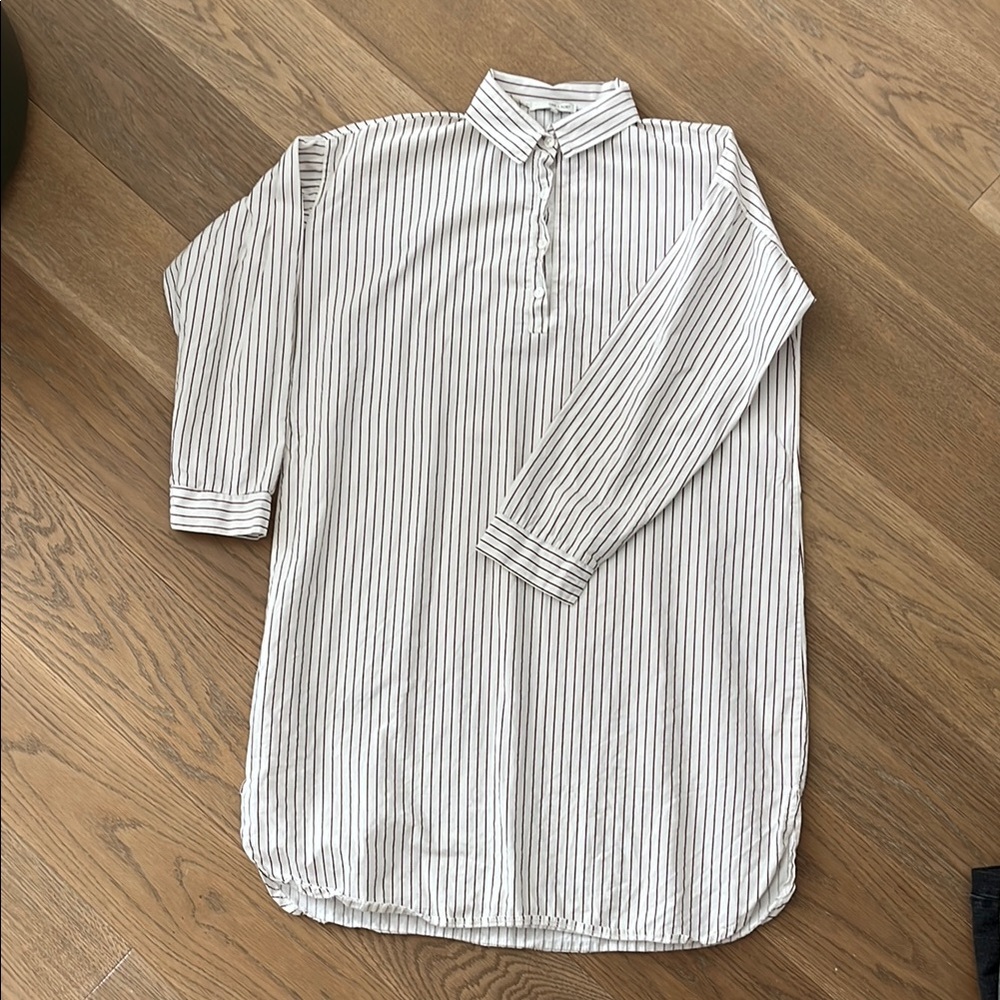 Classic White Striped Women's Shirt Dress